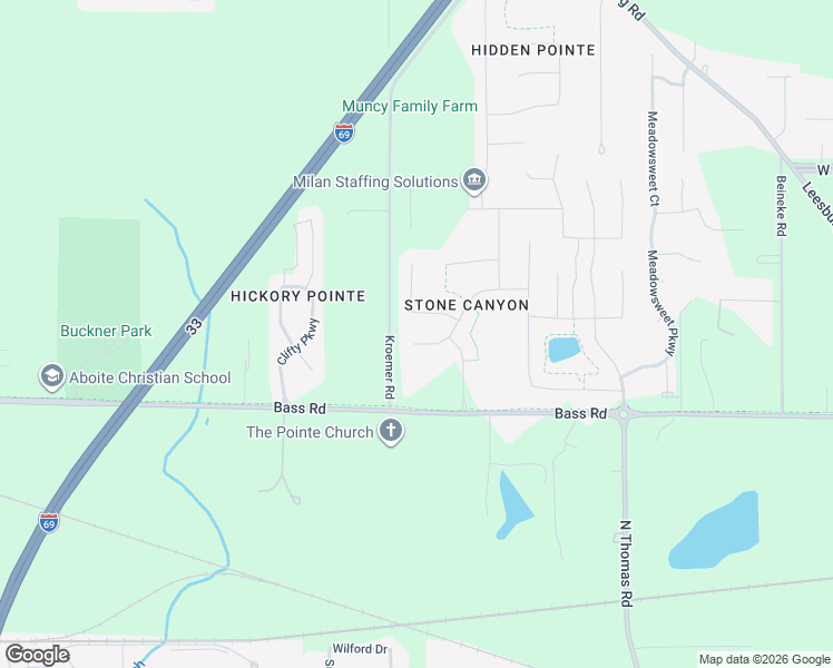 map of restaurants, bars, coffee shops, grocery stores, and more near 1706 Kroemer Road in Fort Wayne