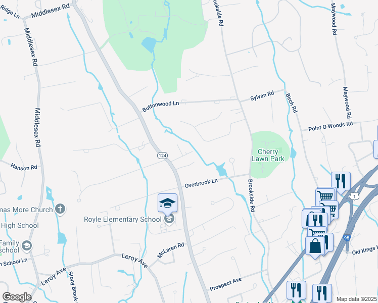 map of restaurants, bars, coffee shops, grocery stores, and more near 9 Mansfield Place in Darien