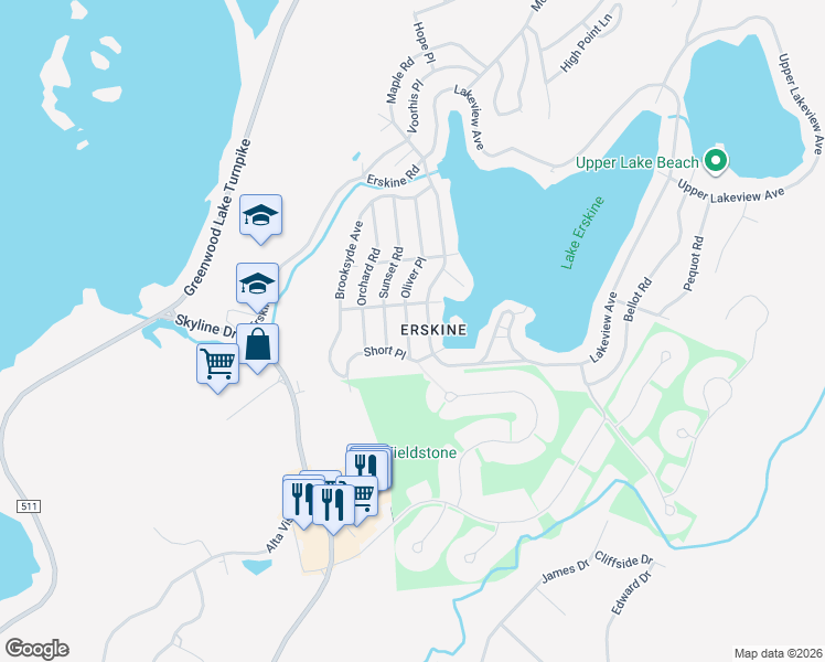 map of restaurants, bars, coffee shops, grocery stores, and more near 59 Oliver Place in Ringwood