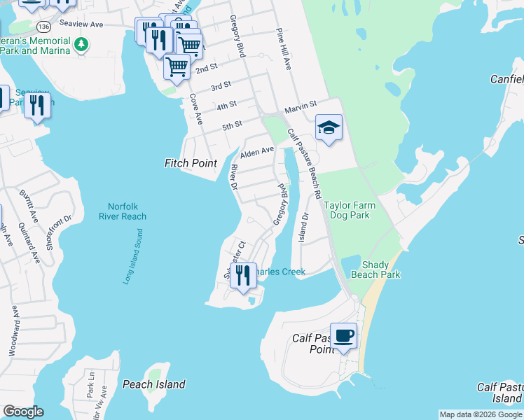 map of restaurants, bars, coffee shops, grocery stores, and more near 15 Elliott Street in Norwalk