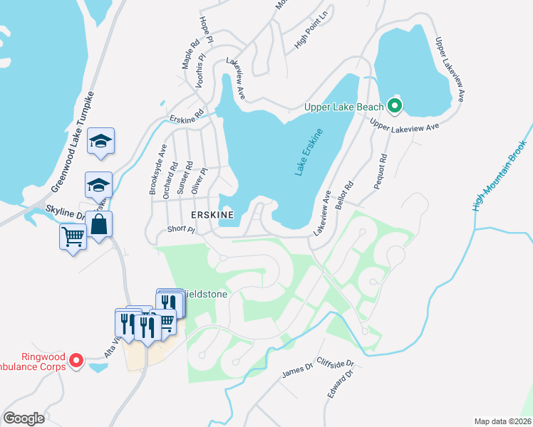 map of restaurants, bars, coffee shops, grocery stores, and more near 31 Main Beach Road in Ringwood