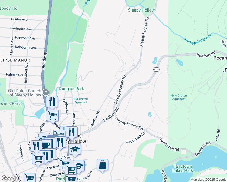 map of restaurants, bars, coffee shops, grocery stores, and more near 188 Webber Avenue in Sleepy Hollow