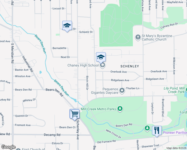 map of restaurants, bars, coffee shops, grocery stores, and more near 820 South Hazelwood Avenue in Youngstown