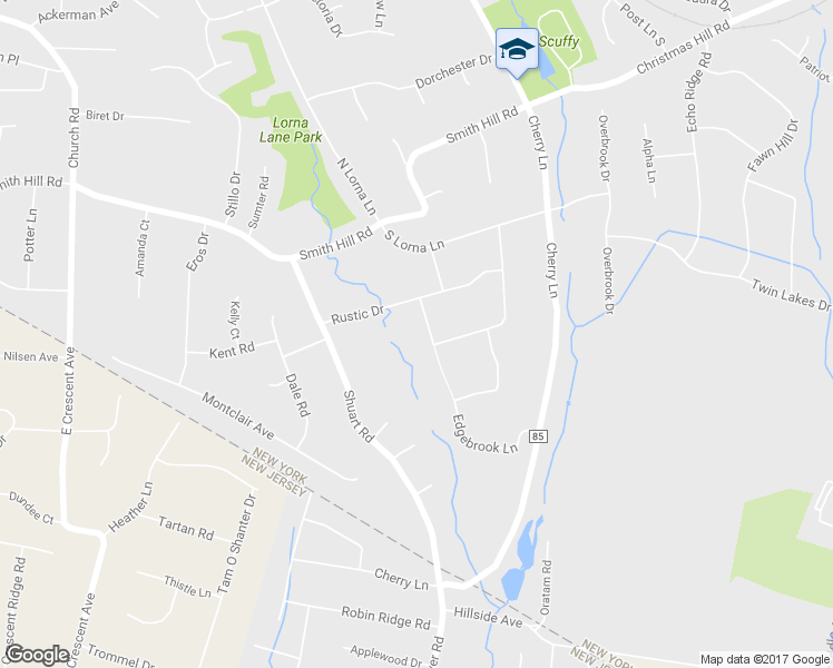 map of restaurants, bars, coffee shops, grocery stores, and more near 27 Edgebrook Lane in Airmont