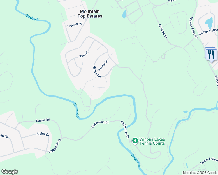 map of restaurants, bars, coffee shops, grocery stores, and more near 117 Tumble Court in East Stroudsburg