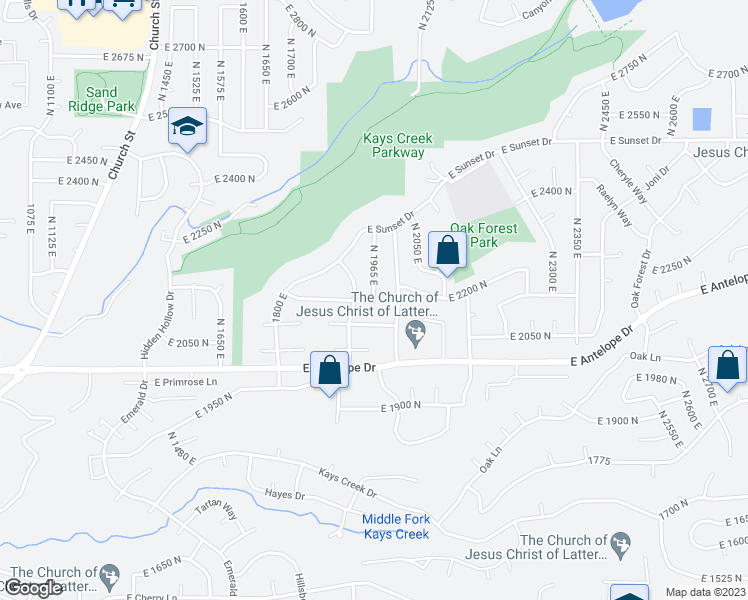 map of restaurants, bars, coffee shops, grocery stores, and more near 2101 North 1965 East in Layton