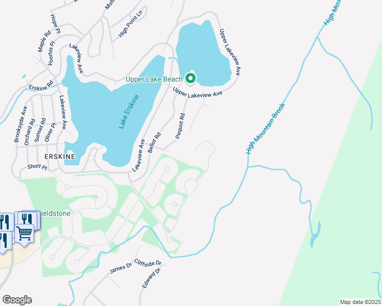 map of restaurants, bars, coffee shops, grocery stores, and more near 44 Mountainside Drive in Ringwood