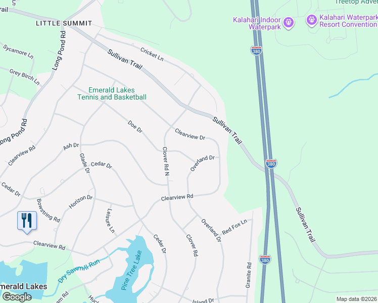 map of restaurants, bars, coffee shops, grocery stores, and more near 5627 Overland Dr in Long Pond