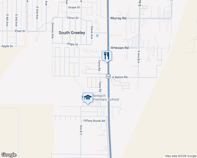 map of restaurants, bars, coffee shops, grocery stores, and more near 2900 Terry Road in Cheyenne