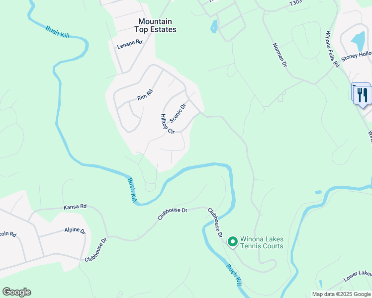 map of restaurants, bars, coffee shops, grocery stores, and more near 117 Tumble Court in East Stroudsburg