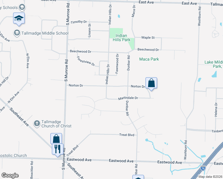 map of restaurants, bars, coffee shops, grocery stores, and more near 862 Norton Drive in Tallmadge