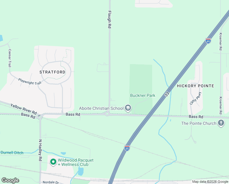 map of restaurants, bars, coffee shops, grocery stores, and more near 1816 Flaugh Road in Fort Wayne