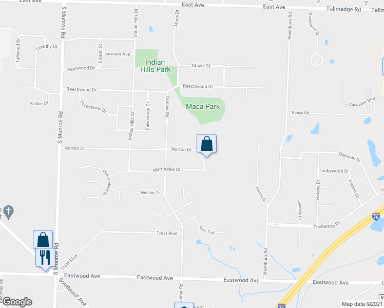 map of restaurants, bars, coffee shops, grocery stores, and more near 986 Norton Drive in Tallmadge