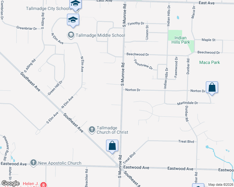 map of restaurants, bars, coffee shops, grocery stores, and more near in Tallmadge