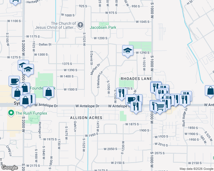map of restaurants, bars, coffee shops, grocery stores, and more near 1547 Stoker Lane in Syracuse
