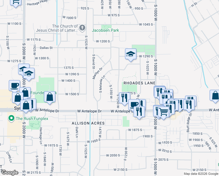 map of restaurants, bars, coffee shops, grocery stores, and more near 1547 Stoker Lane in Syracuse