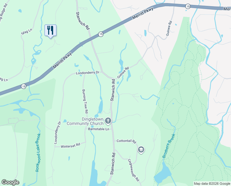 map of restaurants, bars, coffee shops, grocery stores, and more near 395 Stanwich Road in Greenwich