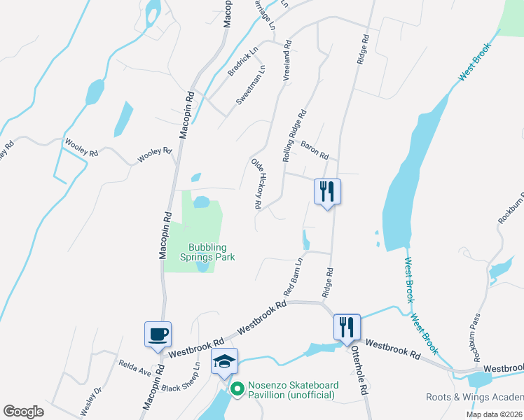 map of restaurants, bars, coffee shops, grocery stores, and more near 8 Raven Court in West Milford