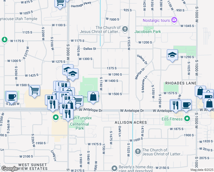 map of restaurants, bars, coffee shops, grocery stores, and more near 1466 Earl Circle in Syracuse
