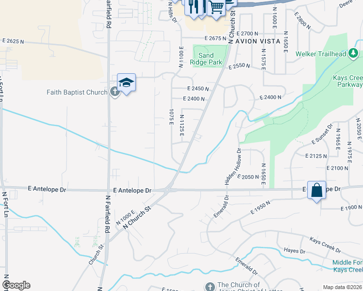 map of restaurants, bars, coffee shops, grocery stores, and more near 1120 East 2200 North in Layton