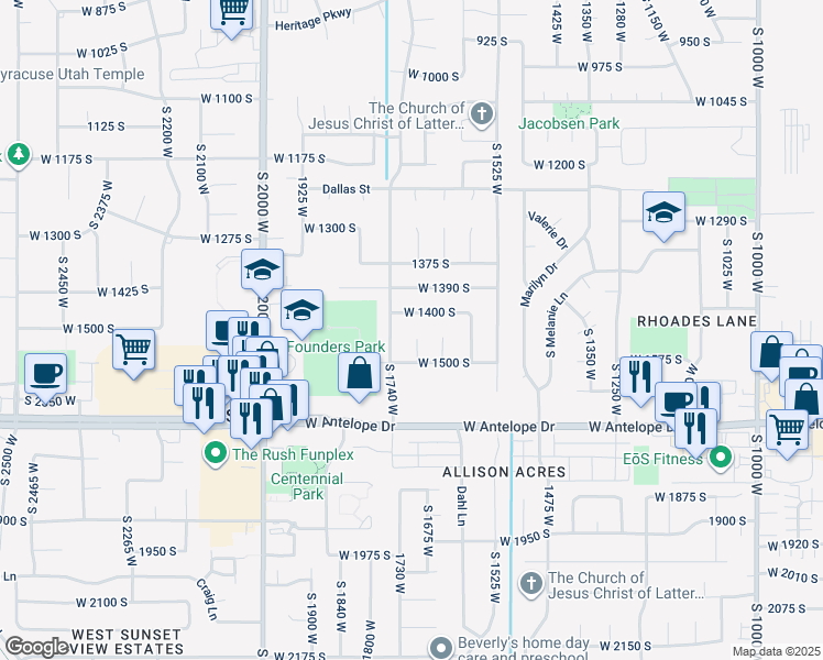 map of restaurants, bars, coffee shops, grocery stores, and more near 1466 Earl Circle in Syracuse
