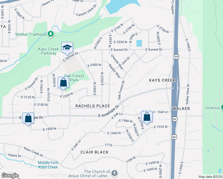 map of restaurants, bars, coffee shops, grocery stores, and more near 2426 East 2250 North in Layton