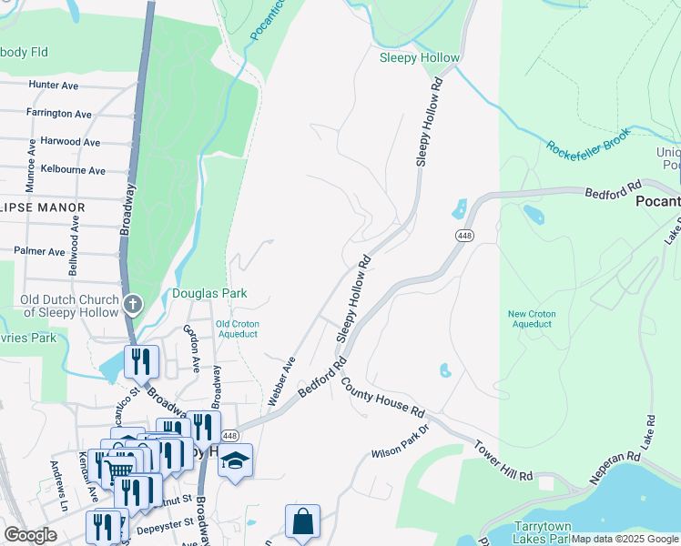 map of restaurants, bars, coffee shops, grocery stores, and more near 229 Webber Avenue in Sleepy Hollow