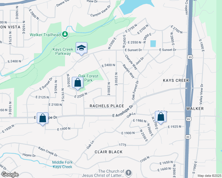 map of restaurants, bars, coffee shops, grocery stores, and more near 2202 North 2300 East in Layton
