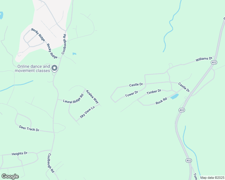 map of restaurants, bars, coffee shops, grocery stores, and more near 232 Castle Drive in East Stroudsburg