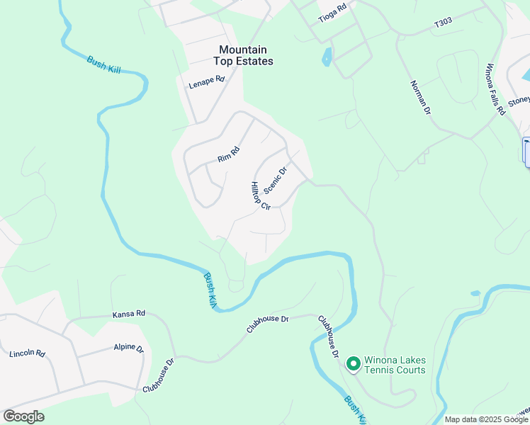 map of restaurants, bars, coffee shops, grocery stores, and more near 36 Hilltop Circle in East Stroudsburg