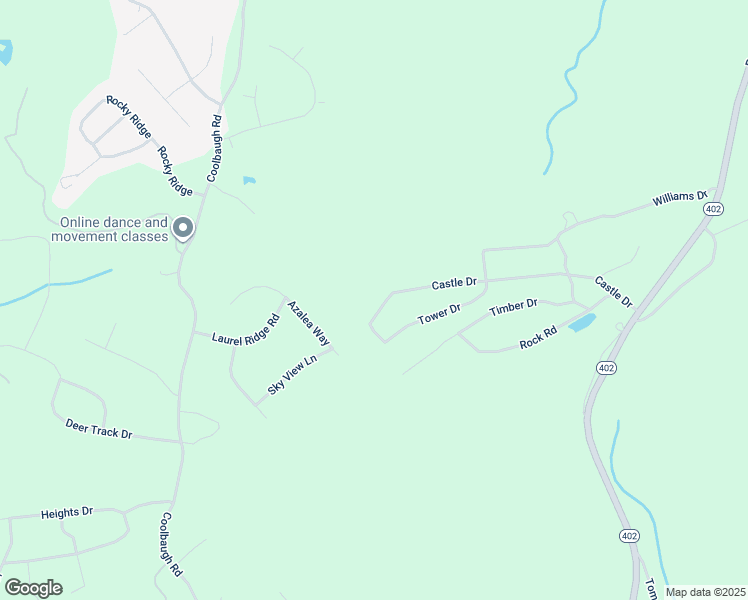 map of restaurants, bars, coffee shops, grocery stores, and more near 232 Castle Drive in East Stroudsburg