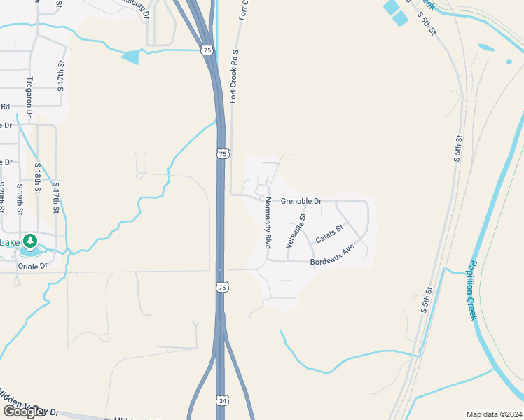 map of restaurants, bars, coffee shops, grocery stores, and more near 14906 Normandy Boulevard in Bellevue