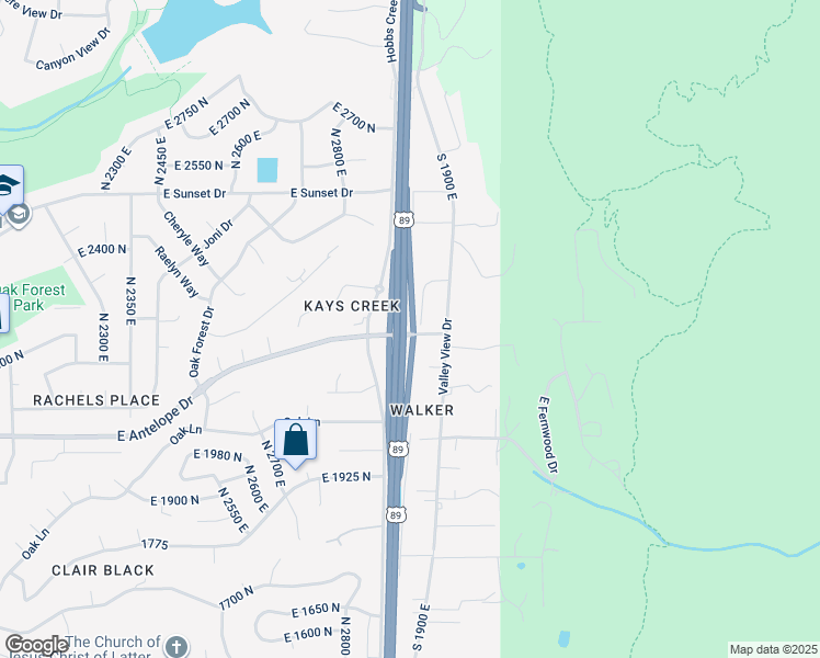 map of restaurants, bars, coffee shops, grocery stores, and more near 2244 Oak Hollow Drive in Layton