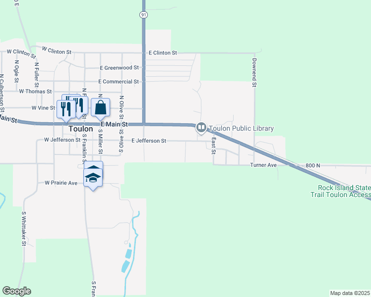 map of restaurants, bars, coffee shops, grocery stores, and more near South Newman Street in Toulon