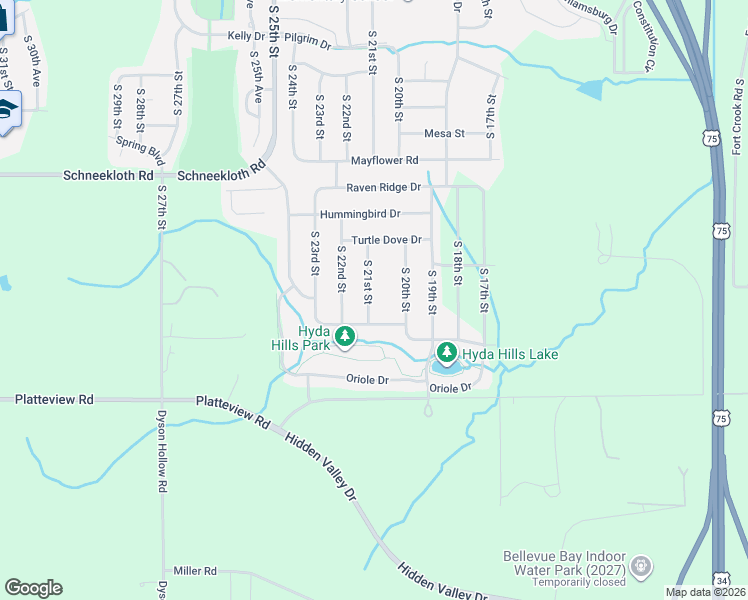 map of restaurants, bars, coffee shops, grocery stores, and more near 14909 South 21st Street in Bellevue