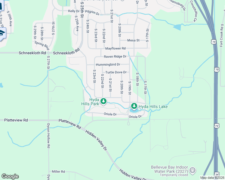 map of restaurants, bars, coffee shops, grocery stores, and more near 14909 South 21st Street in Bellevue