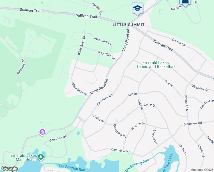 map of restaurants, bars, coffee shops, grocery stores, and more near 5301-5303 Long Pond Road in Long Pond