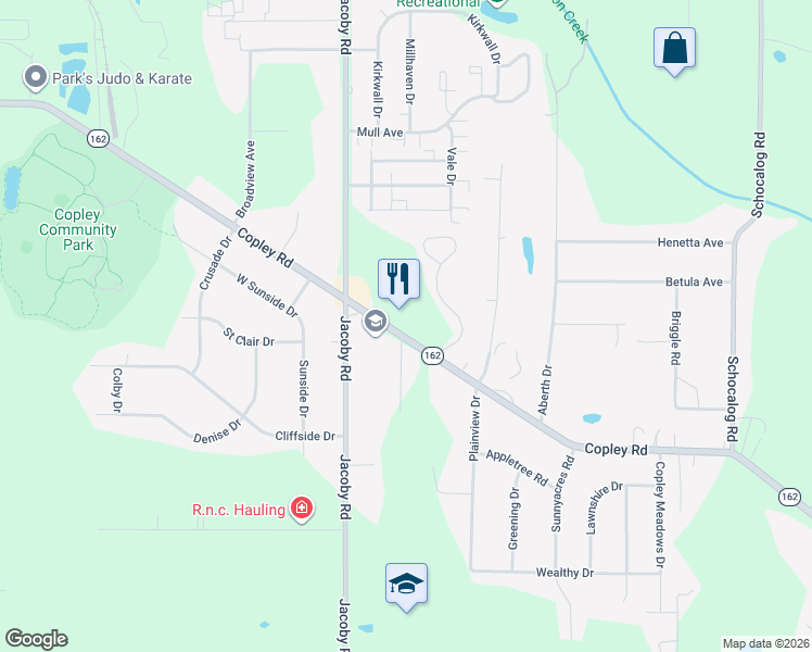 map of restaurants, bars, coffee shops, grocery stores, and more near 1363-1377 Meadow Run in Summit