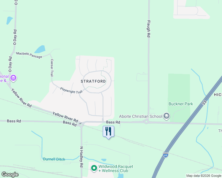 map of restaurants, bars, coffee shops, grocery stores, and more near 1932 Mark Anthony Crossing in Fort Wayne