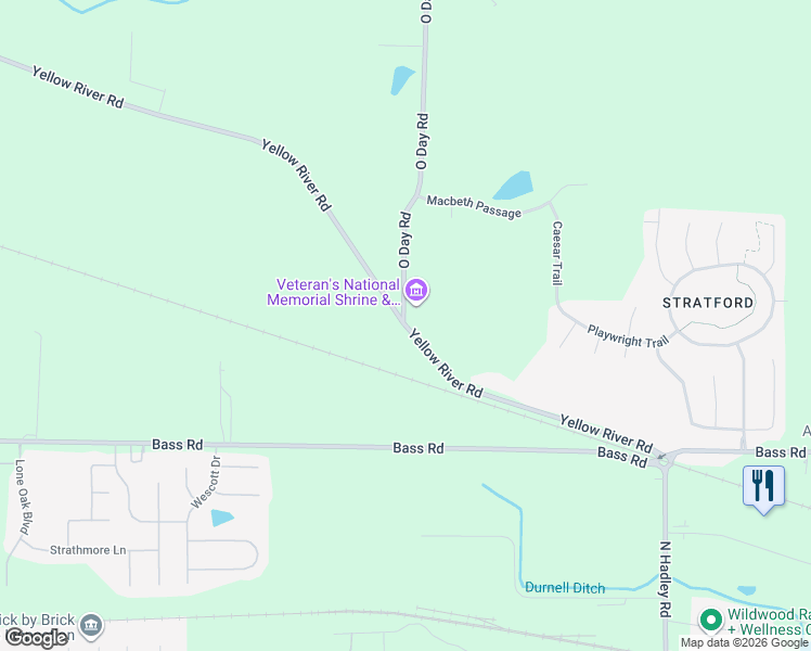 map of restaurants, bars, coffee shops, grocery stores, and more near 7999 Yellow River Rd in Fort Wayne