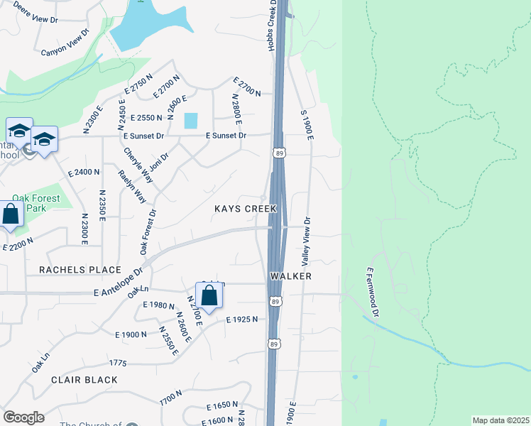 map of restaurants, bars, coffee shops, grocery stores, and more near 2244 Oak Hollow Drive in Layton
