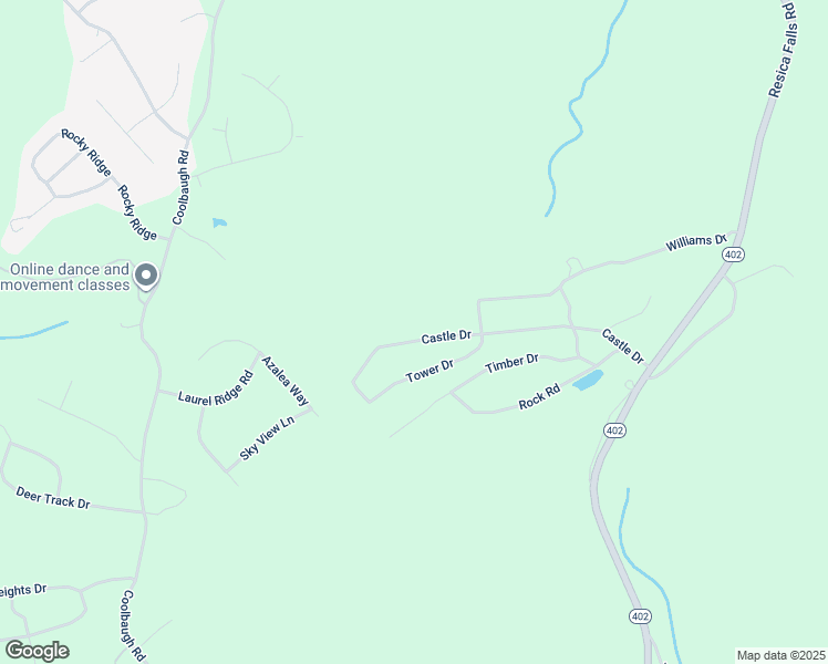 map of restaurants, bars, coffee shops, grocery stores, and more near 210 Castle Drive in East Stroudsburg