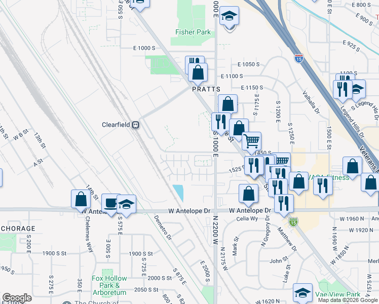 map of restaurants, bars, coffee shops, grocery stores, and more near 458 East Depot Street in Clearfield