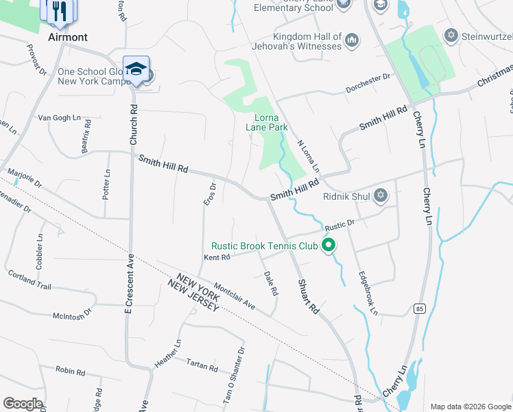 map of restaurants, bars, coffee shops, grocery stores, and more near 69 Smith Hill Road in Airmont