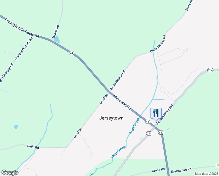 map of restaurants, bars, coffee shops, grocery stores, and more near 3 Brote Hollow Road in Bloomsburg
