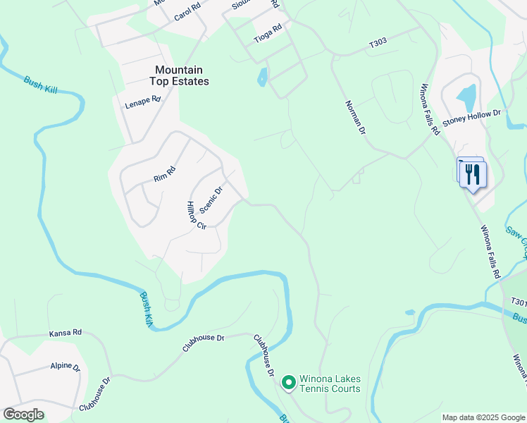 map of restaurants, bars, coffee shops, grocery stores, and more near 669 Clubhouse Drive in East Stroudsburg