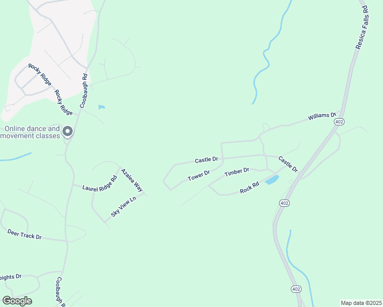 map of restaurants, bars, coffee shops, grocery stores, and more near 210 Castle Drive in East Stroudsburg