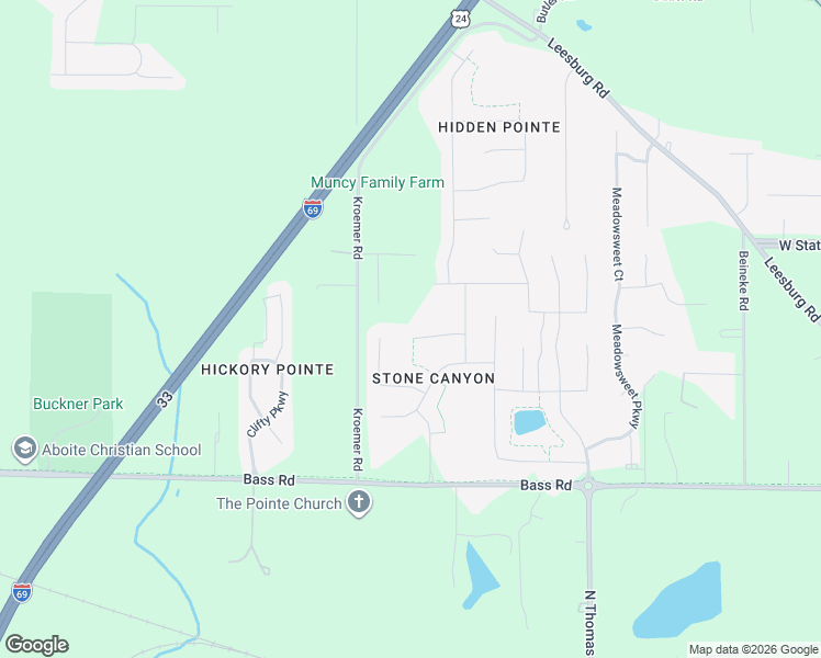 map of restaurants, bars, coffee shops, grocery stores, and more near 5124 Bright Angel Tr in Fort Wayne