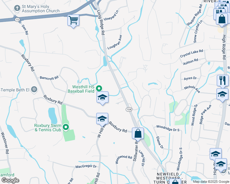 map of restaurants, bars, coffee shops, grocery stores, and more near in Stamford