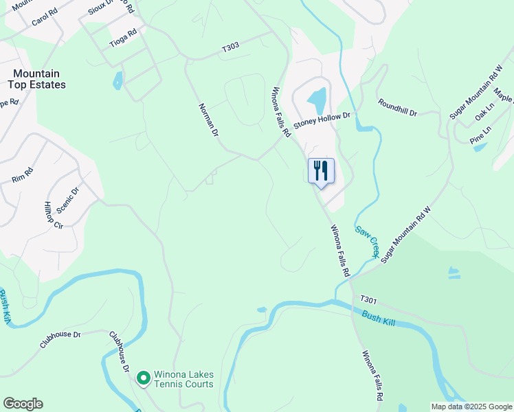 map of restaurants, bars, coffee shops, grocery stores, and more near 9 Norman Drive in East Stroudsburg